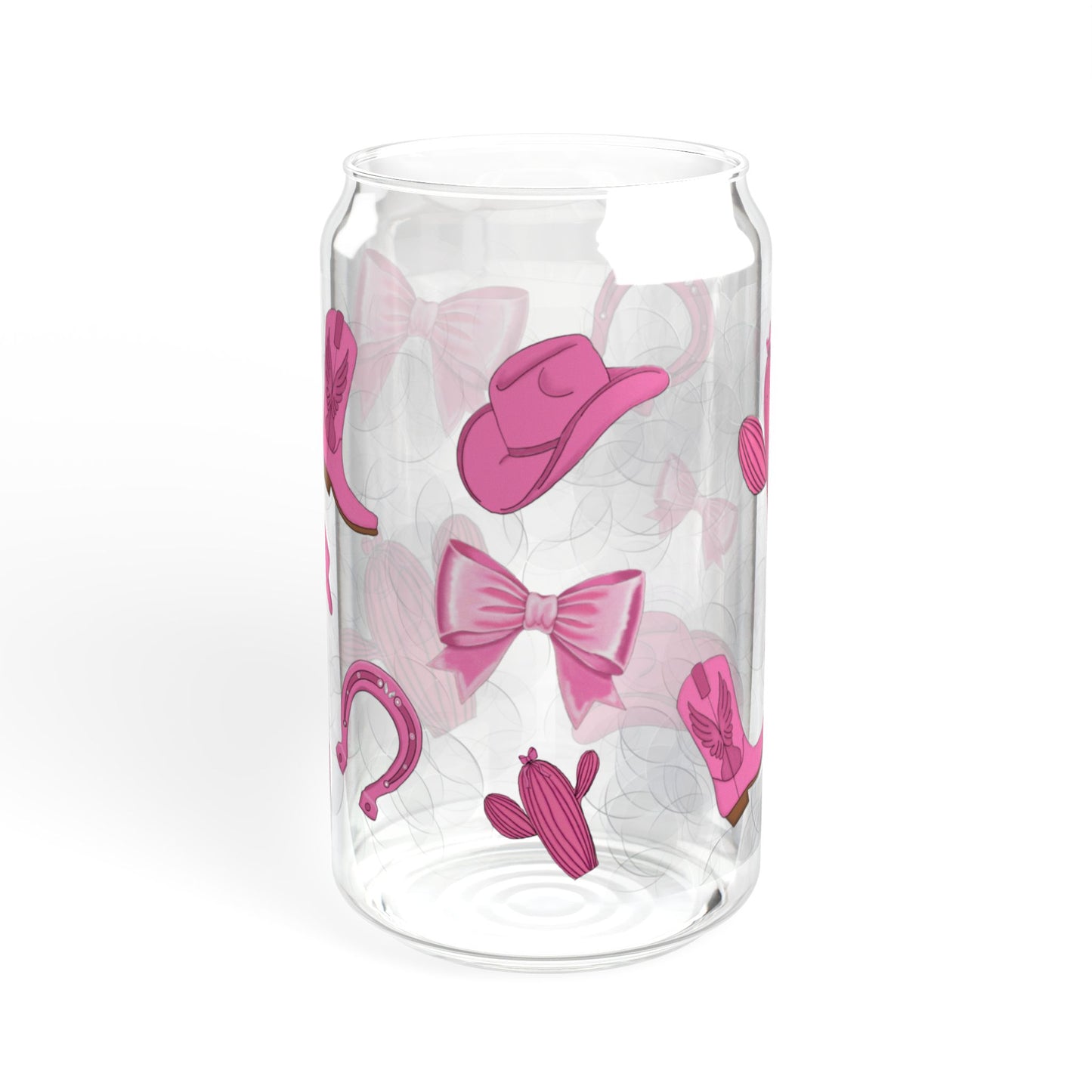 Cowgirl Sipper Glass - 16oz, Fun Drinkware for Parties, Unique Home Decor, Gift for Kids, Pink Design, Eco-Friendly Straw