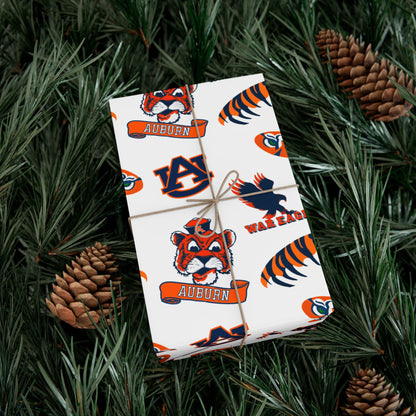 Auburn Tigers Patterned Gift Wrap Paper – Collegiate Football Wrapping Sheets (Includes AU Logos, War Eagle & Tiger Motifs)