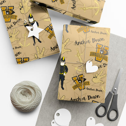 Vanderbilt Pattern Gift Wrap Paper — Personalized College Mascot Wrapping Sheets