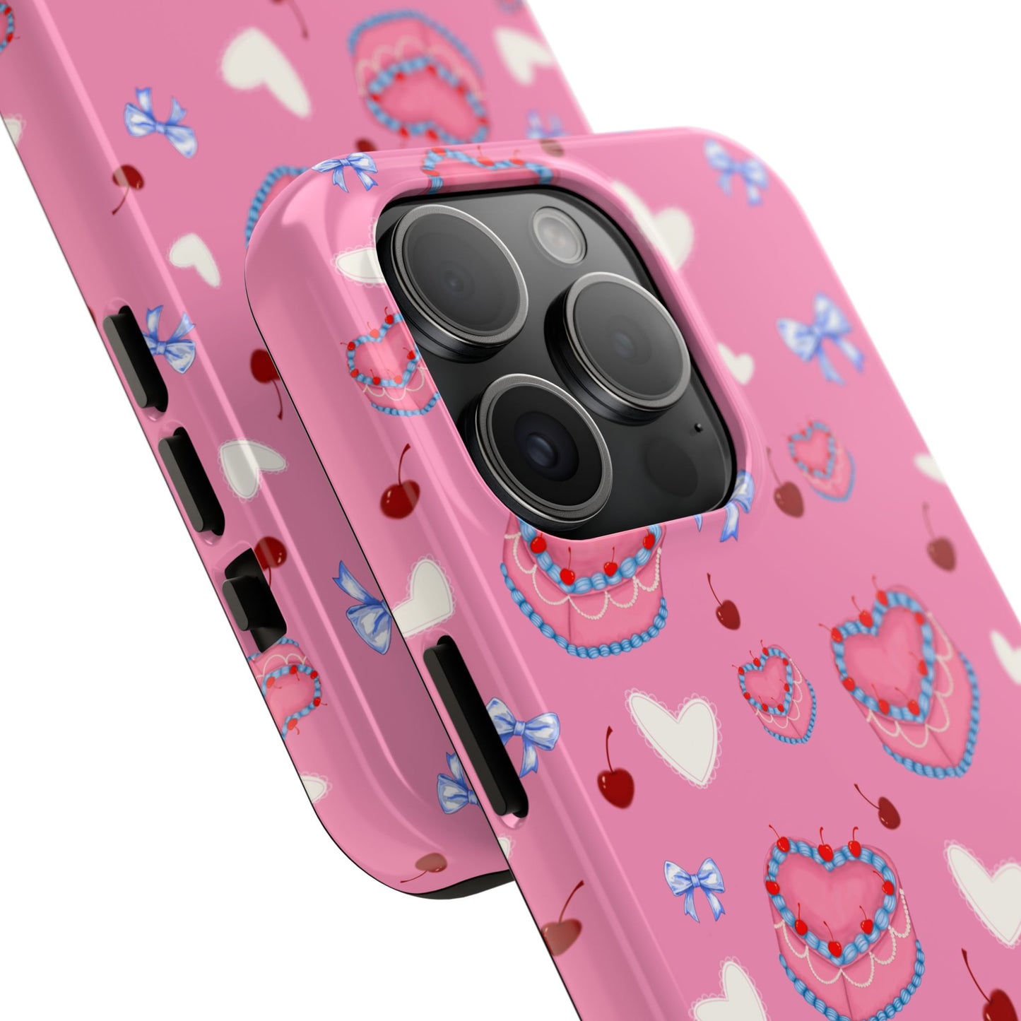 Hearts and Cake Patterned Phone Cases with Bow and Cherry Designs, Durable Phone Cover, Trendy Gift for Teens, Stylish Accessory, Perfect for [...]
