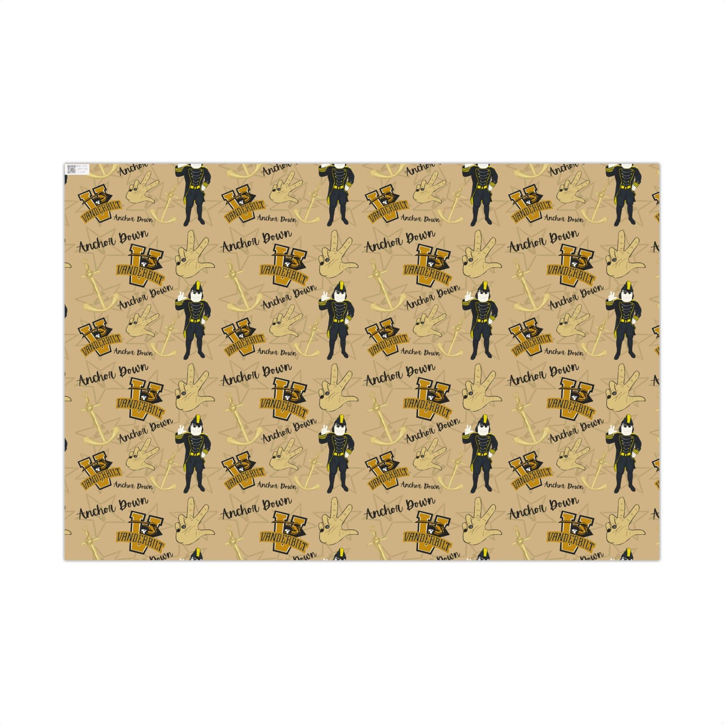 Vanderbilt Pattern Gift Wrap Paper — Personalized College Mascot Wrapping Sheets