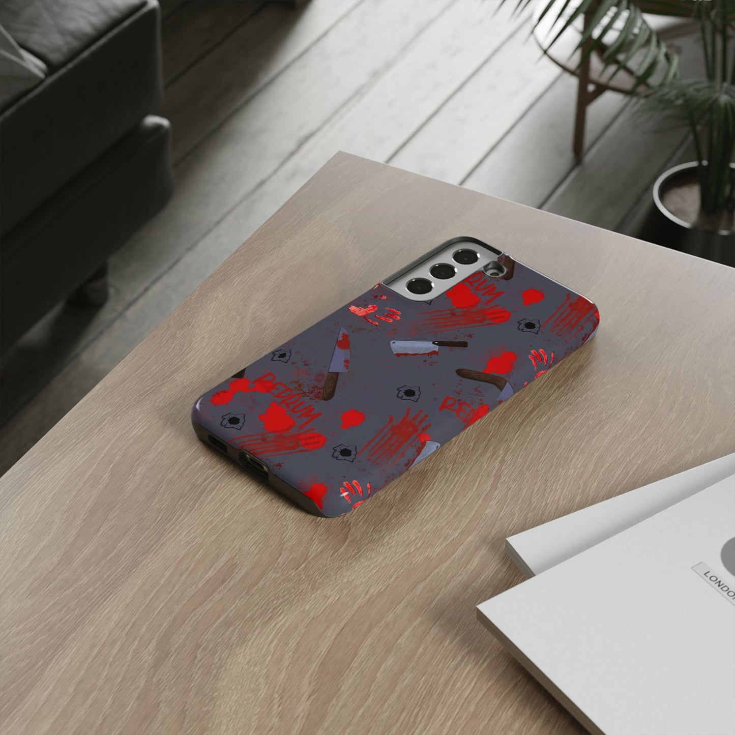 Blood Splatter Phone Case, Tough Case for Horror Fans, Halloween Accessory, Unique Gift for Gamers, Spooky Phone Cover