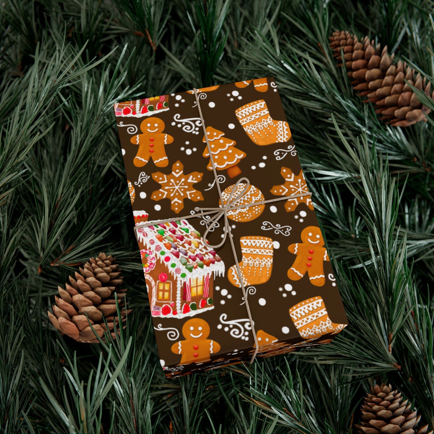 Gingerbread House Holiday Gift Wrap Paper