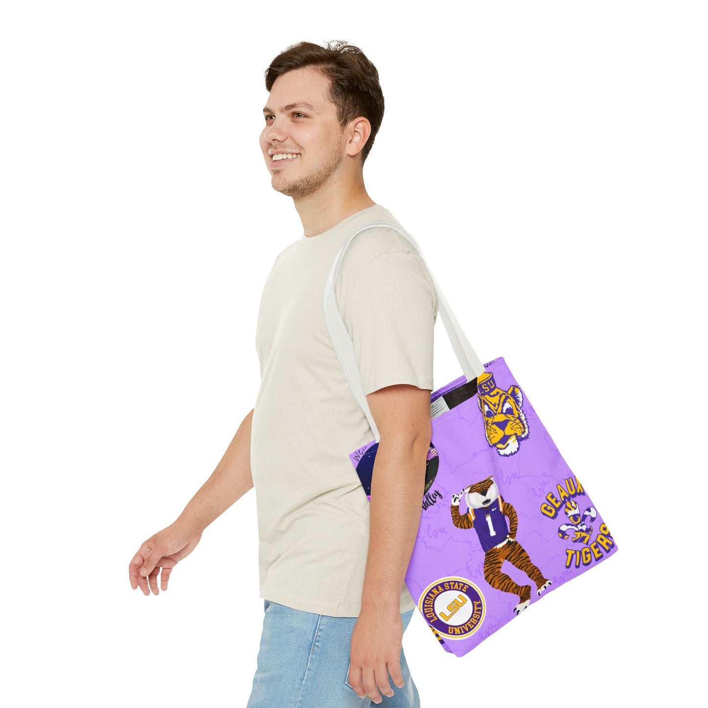 LSU Spirit Tote Bag, Purple Graphic Tote, College Pride Bag, Everyday Essentials, Game Day Tote, Unique Gifts for Students