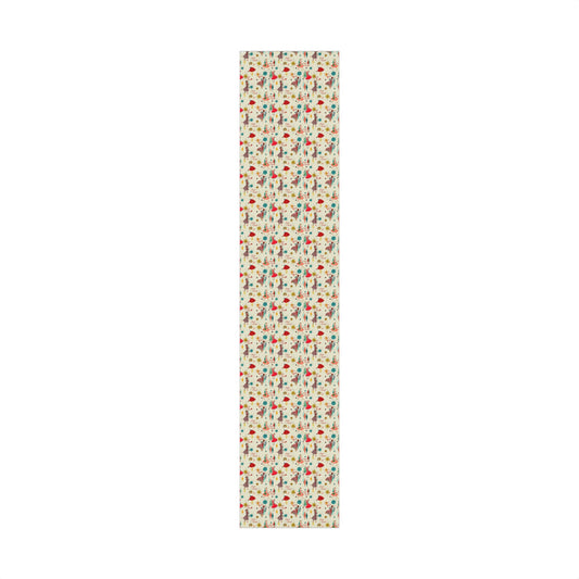 Mid-Century Holiday Gift Wrap Paper – Retro Christmas Dancers & “Merry and Bright” Pattern