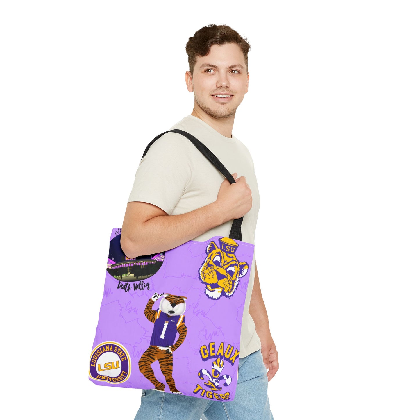 LSU Spirit Tote Bag, Purple Graphic Tote, College Pride Bag, Everyday Essentials, Game Day Tote, Unique Gifts for Students