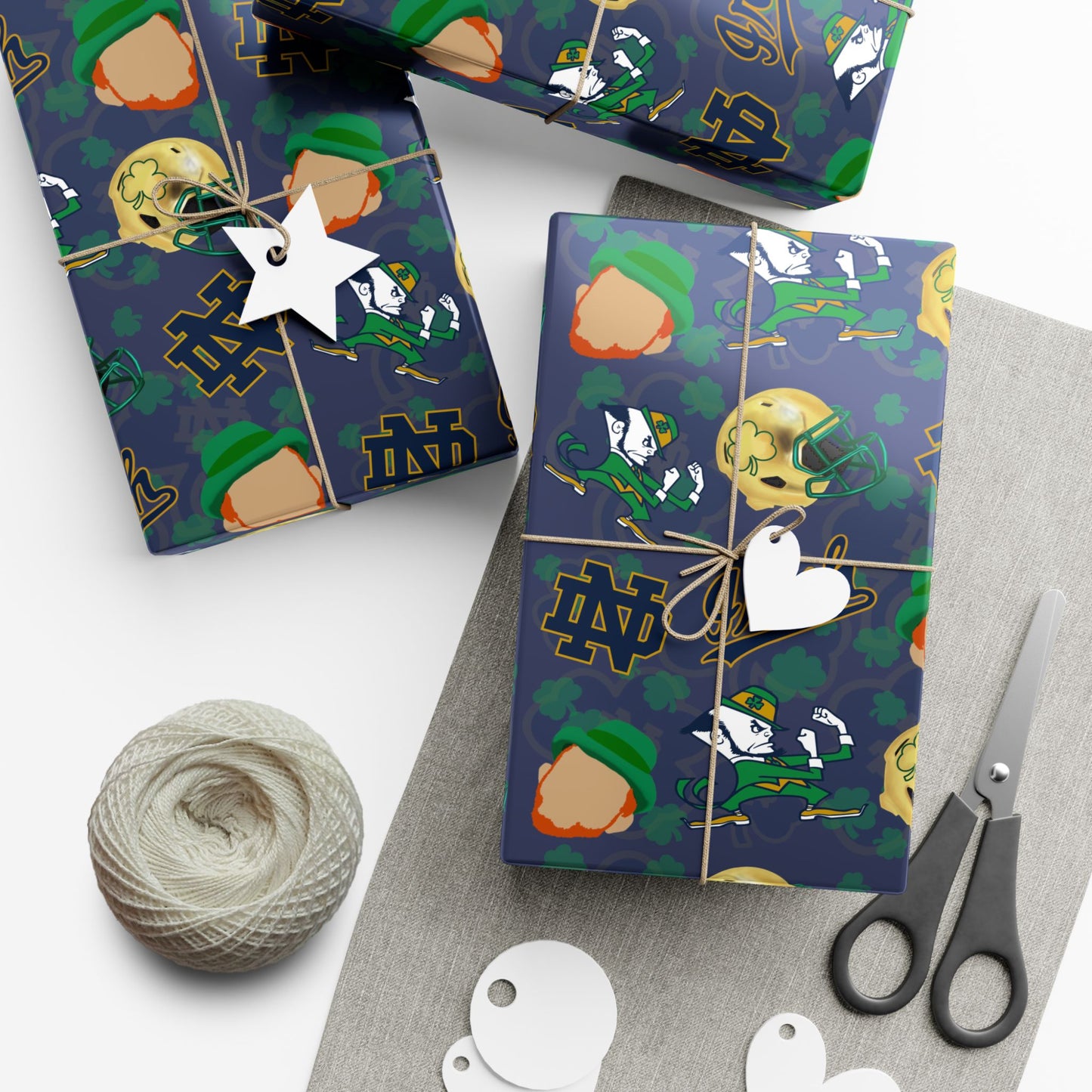 Notre Dame Fighting Irish Gift Wrap Paper – College Football Themed Wrapping Sheets