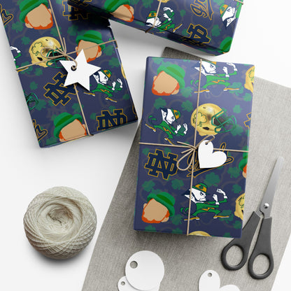 Notre Dame Fighting Irish Gift Wrap Paper – College Football Themed Wrapping Sheets
