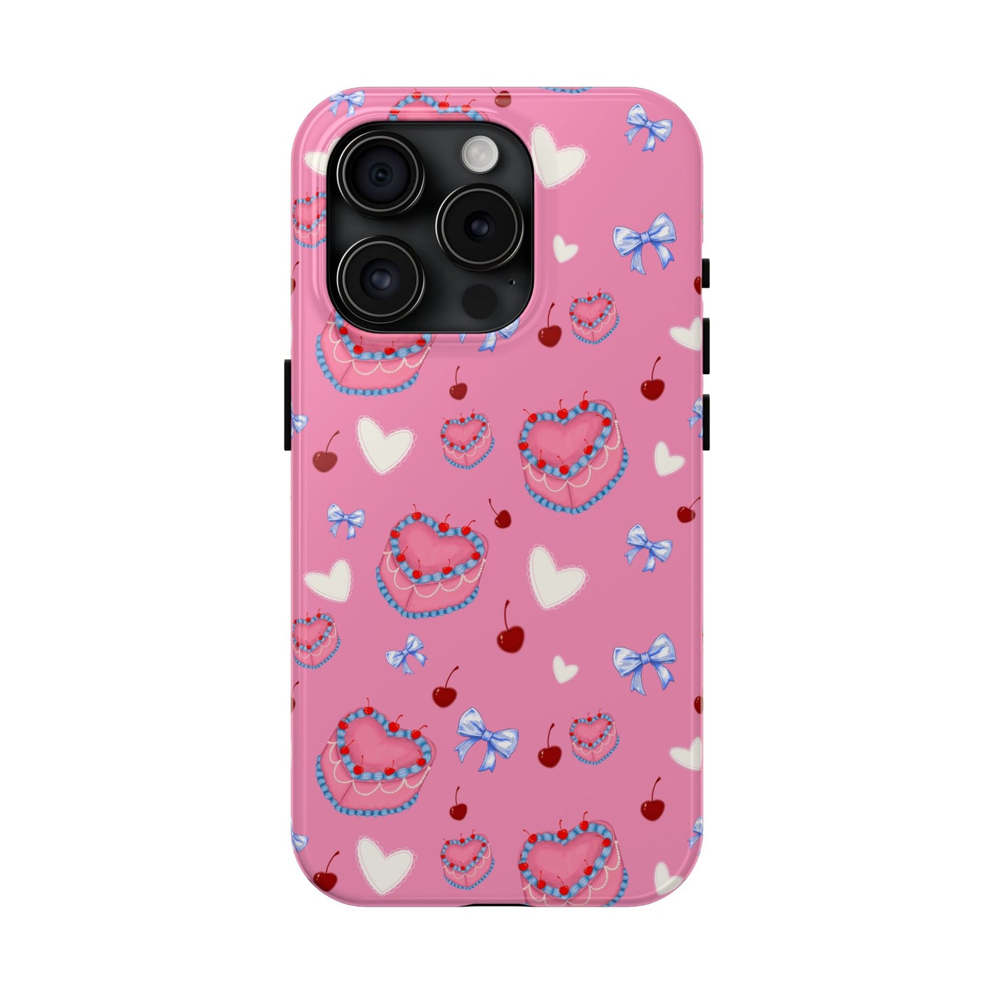 Hearts and Cake Patterned Phone Cases with Bow and Cherry Designs, Durable Phone Cover, Trendy Gift for Teens, Stylish Accessory, Perfect for [...]