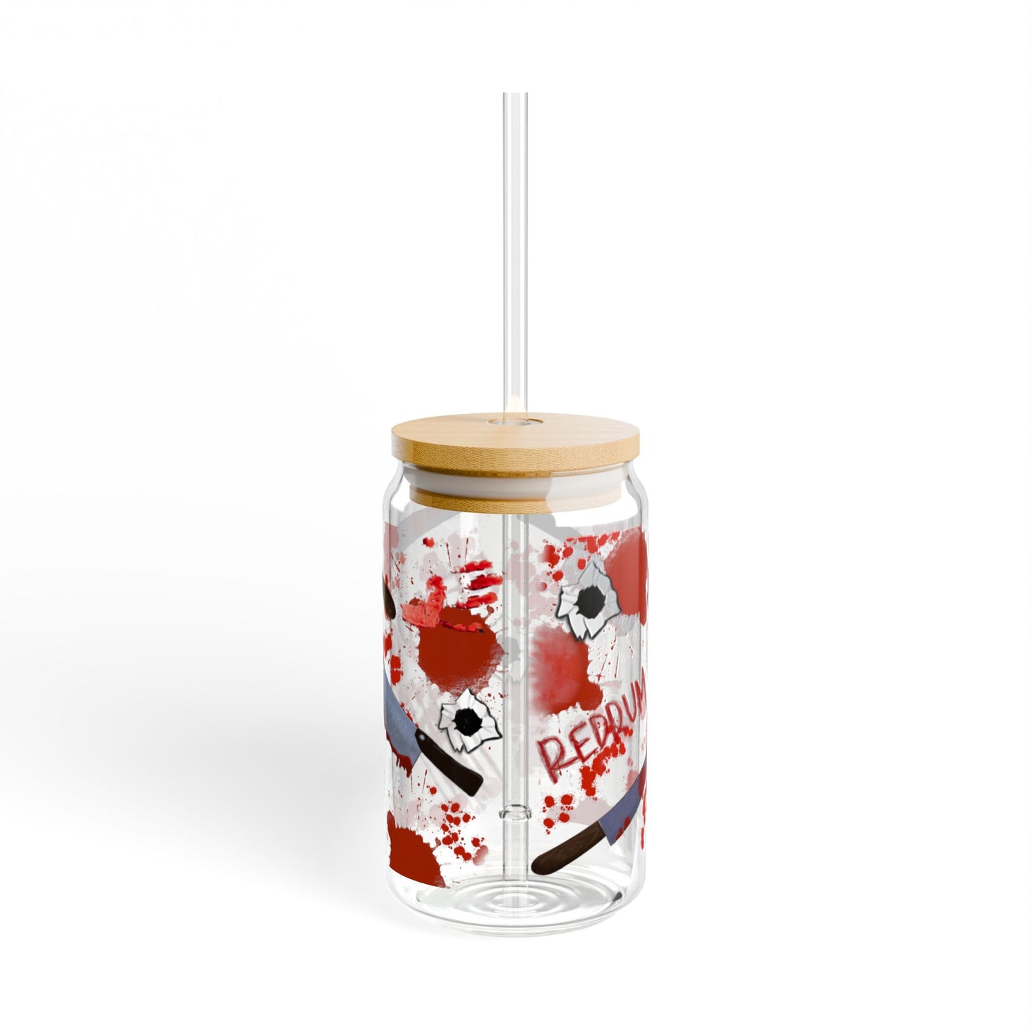 Blood Splatter Sipper Glass, 16oz | Perfect for Halloween, Parties, Gifting & Decor, Unique Drinkware, Decorative Jar