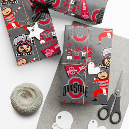 Ohio State Buckeyes Gift Wrap Paper - Brutus Mascot College Football Wrapping Paper