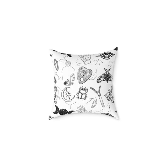 Mystical Witchy Square Poly Canvas Pillow