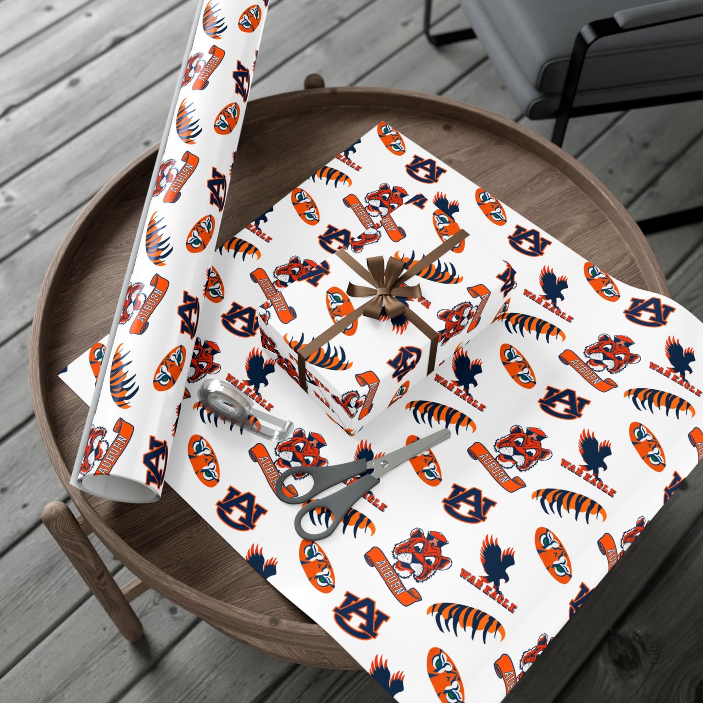 Auburn Tigers Patterned Gift Wrap Paper – Collegiate Football Wrapping Sheets (Includes AU Logos, War Eagle & Tiger Motifs)