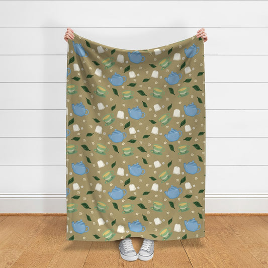 Tea Time Repeating Pattern Throw Blanket