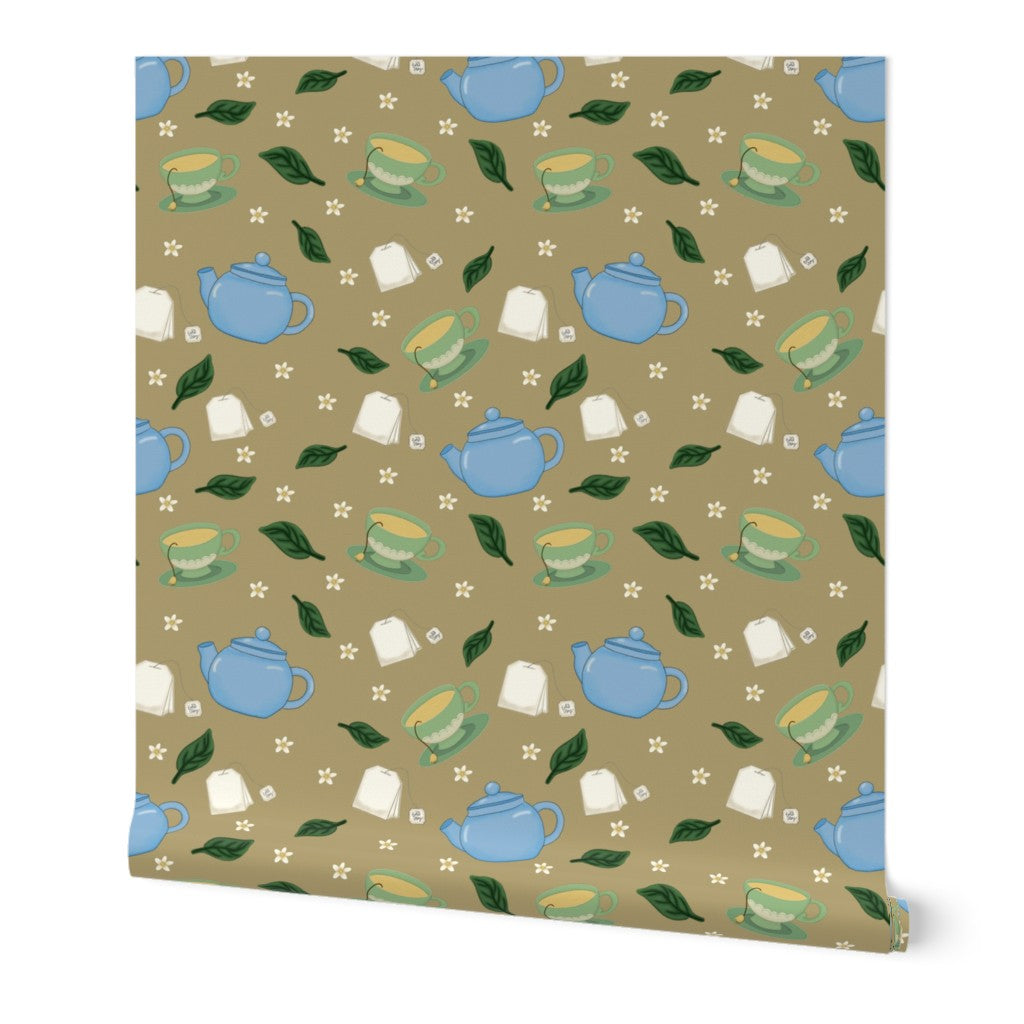 Tea Time Repeating Pattern Wallpaper