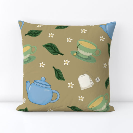 Tea Time Repeating Pattern Throw Pillow