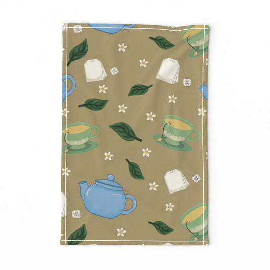 Tea Time Repeating Pattern Tea Towel