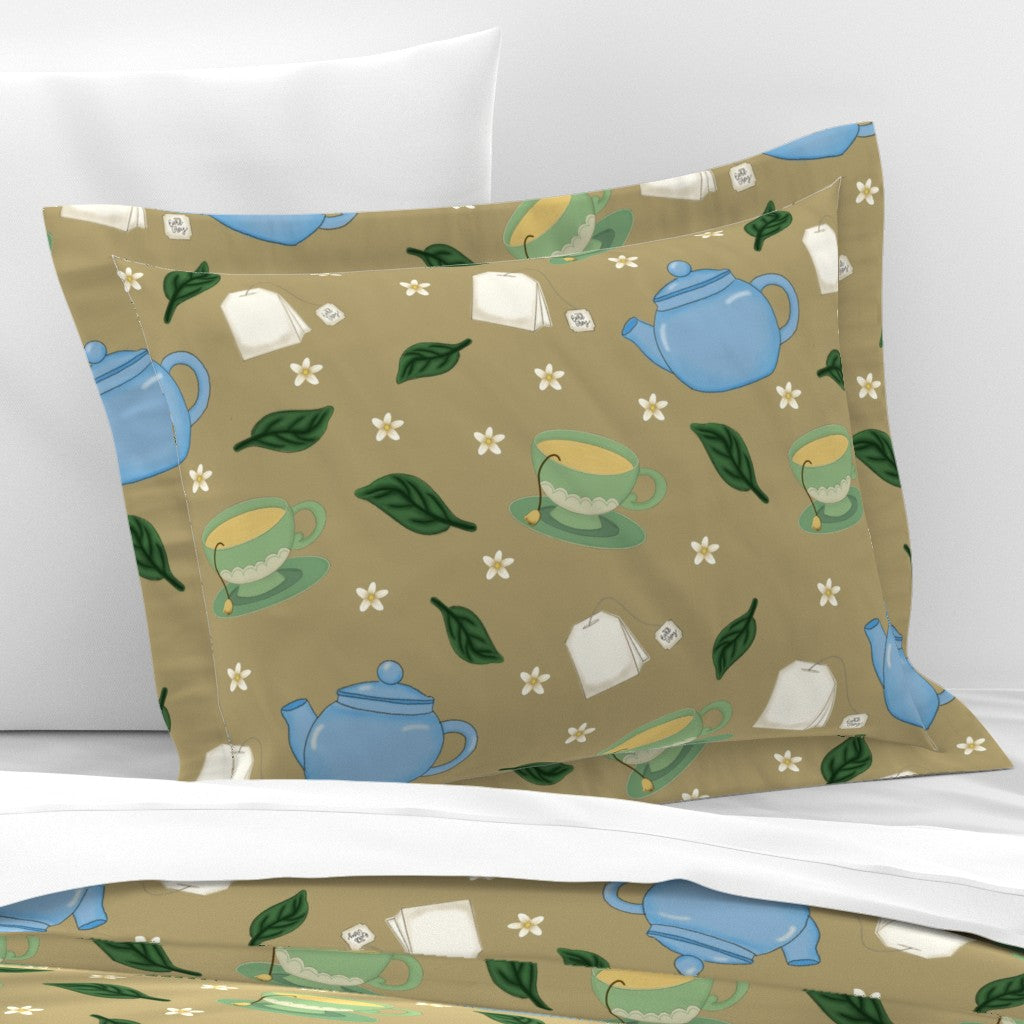Tea Time Repeating Pattern Pillow Sham