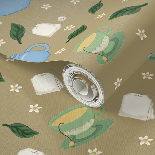 Tea Time Repeating Pattern Wallpaper