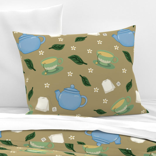 Tea Time Repeating Pattern Pillow Sham