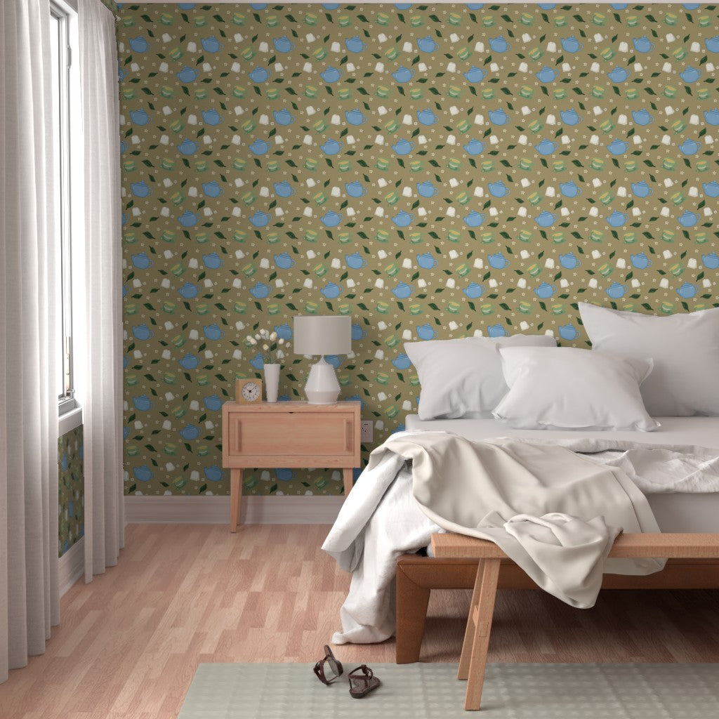 Tea Time Repeating Pattern Wallpaper