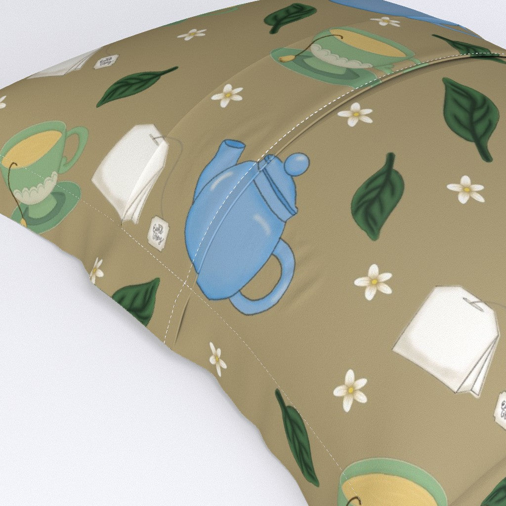 Tea Time Repeating Pattern Pillow Sham