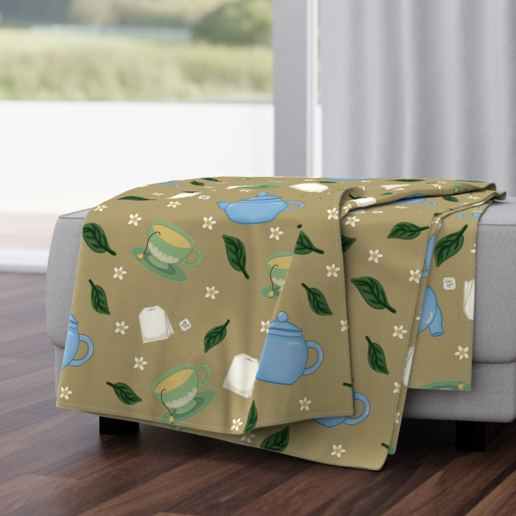 Tea Time Repeating Pattern Throw Blanket