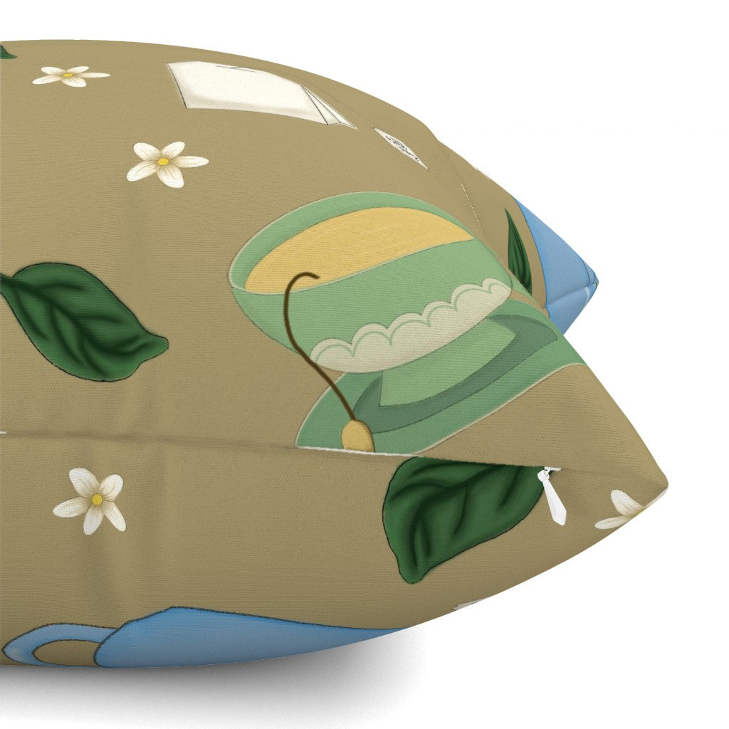 Tea Time Repeating Pattern Throw Pillow