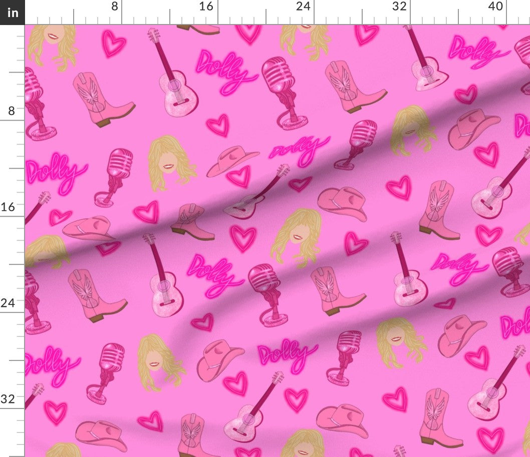 Dolly Parton inspired "Dolly" Repeating Pattern on Fabric by the Yard