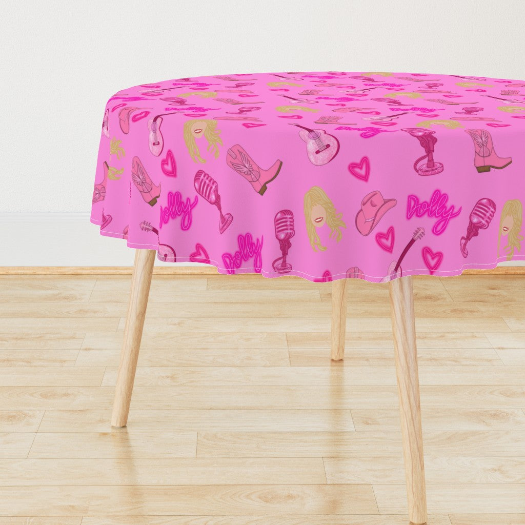 Dolly Parton Inspired "Dolly" Repeating Pattern Tablecloth