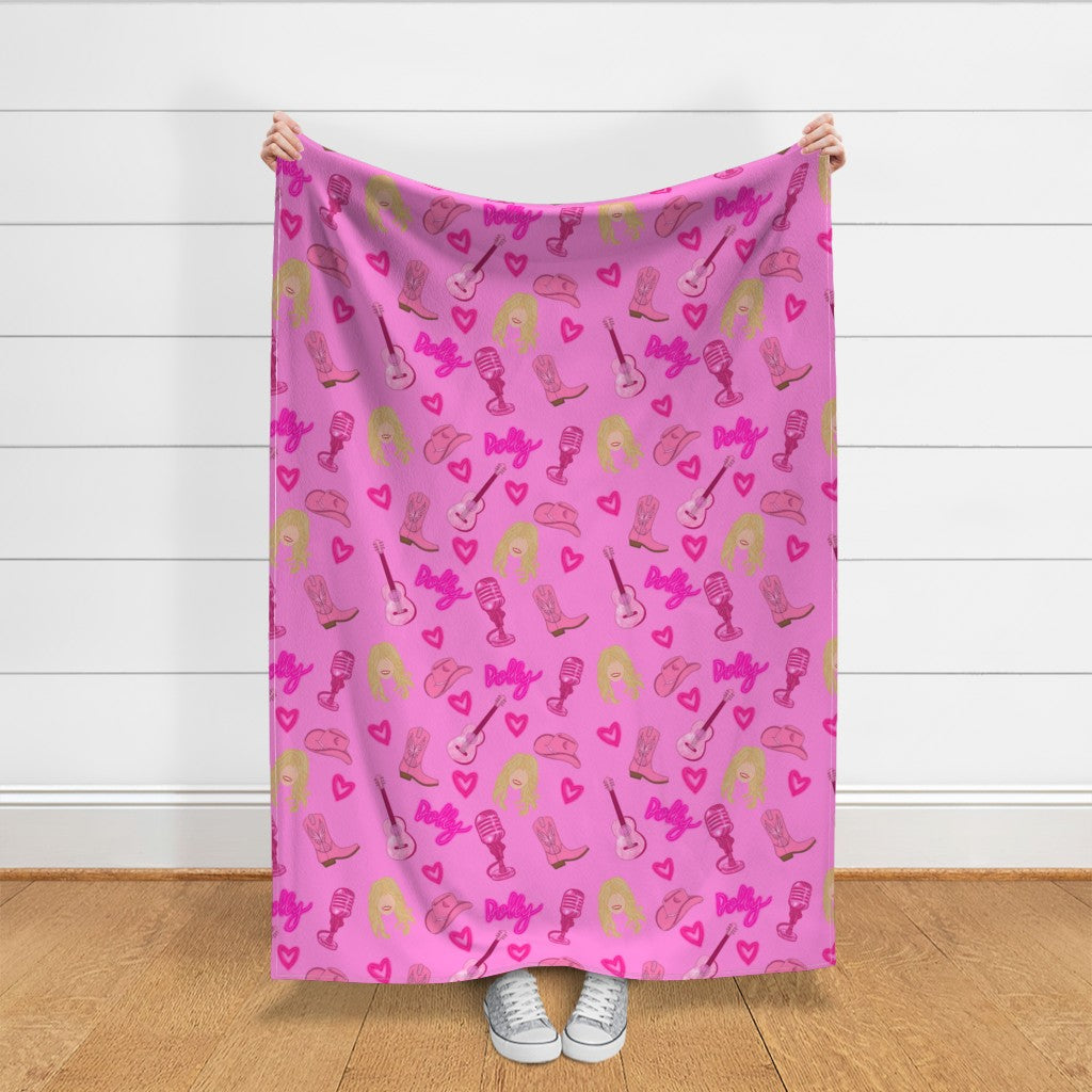 Dolly Parton Inspired "Dolly" Repeating Pattern Throw Blanket