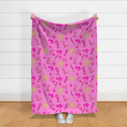 Dolly Parton Inspired "Dolly" Repeating Pattern Throw Blanket