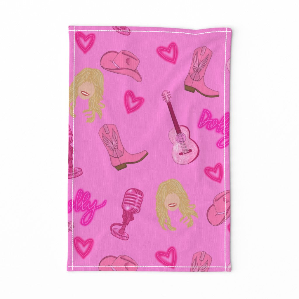 Dolly Parton inspired "Dolly" Repeating Pattern Tea Towel