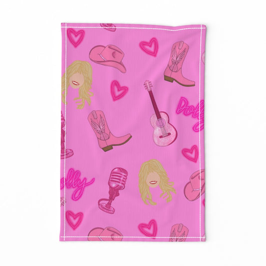 Dolly Parton inspired "Dolly" Repeating Pattern Tea Towel
