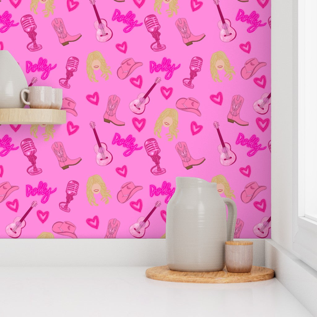 Dolly Parton inspired "Dolly" Repeating Pattern Wallpaper