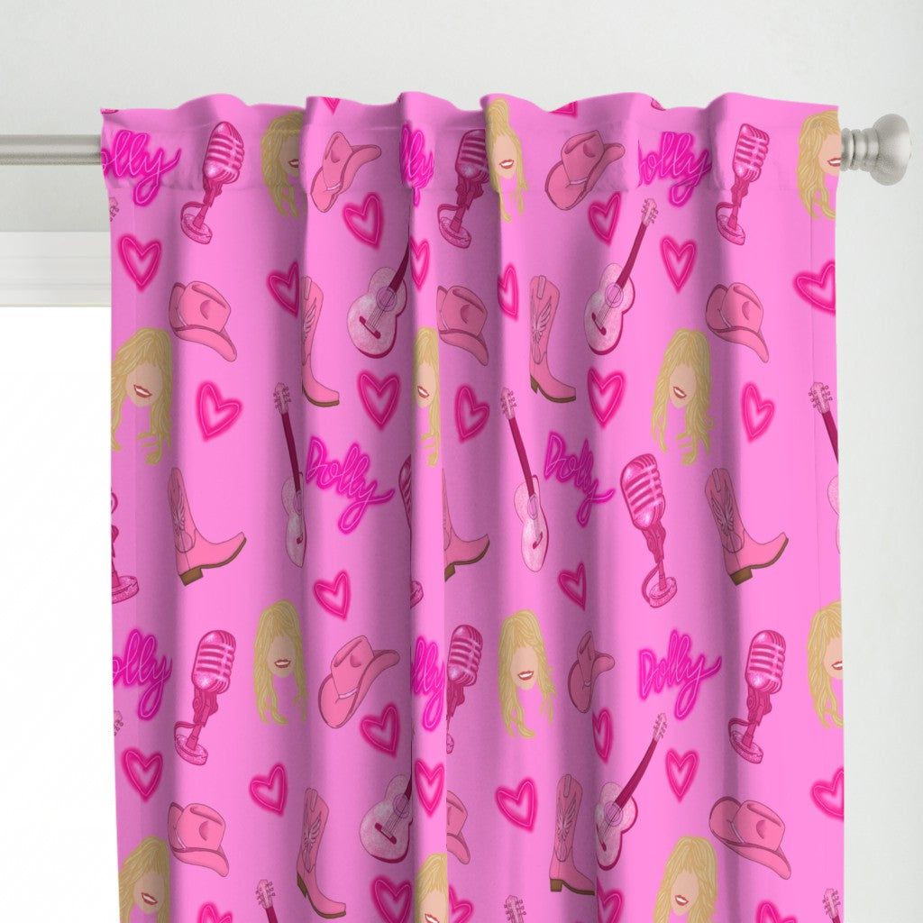 Dolly Parton Inspired "Dolly" Repeating Pattern Curtains