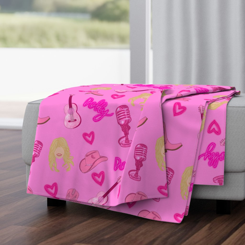 Dolly Parton Inspired "Dolly" Repeating Pattern Throw Blanket