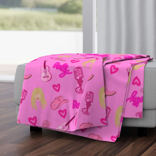 Dolly Parton Inspired "Dolly" Repeating Pattern Throw Blanket