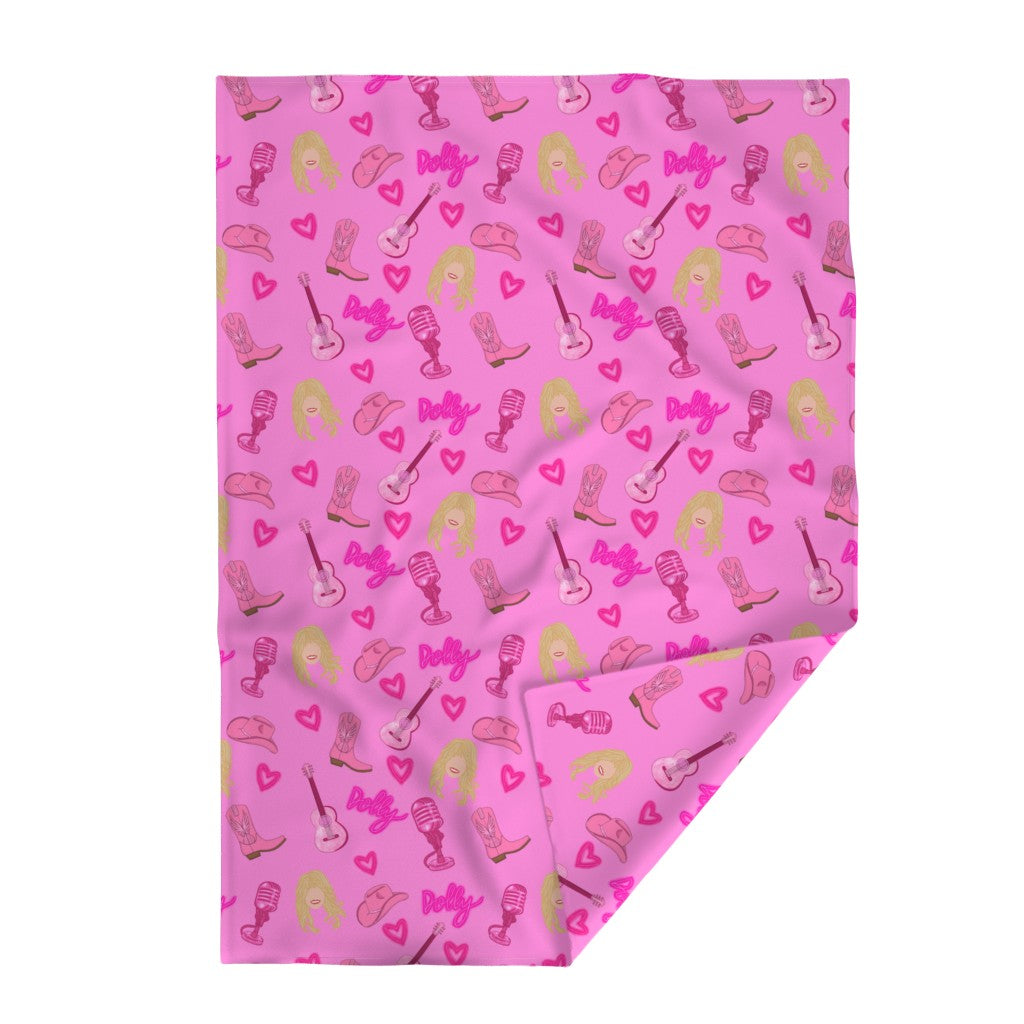Dolly Parton Inspired "Dolly" Repeating Pattern Throw Blanket