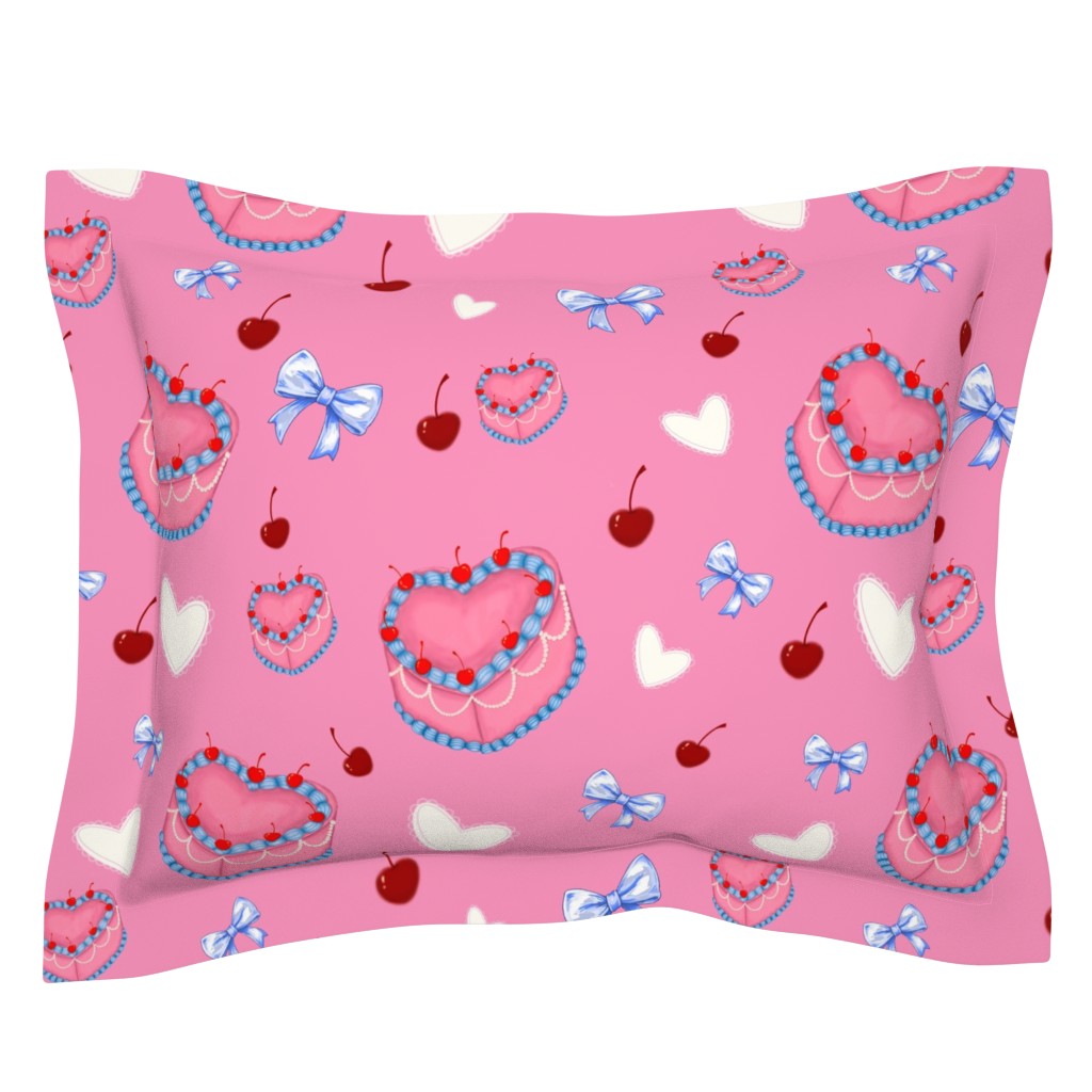 Cakes, Bows and Cherries Pattern Pillow Sham