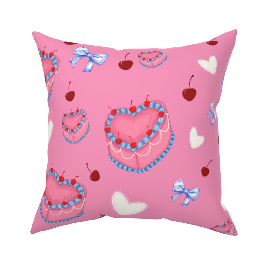 Cakes, Bows and Cherries Repeating Pattern Throw Pillow
