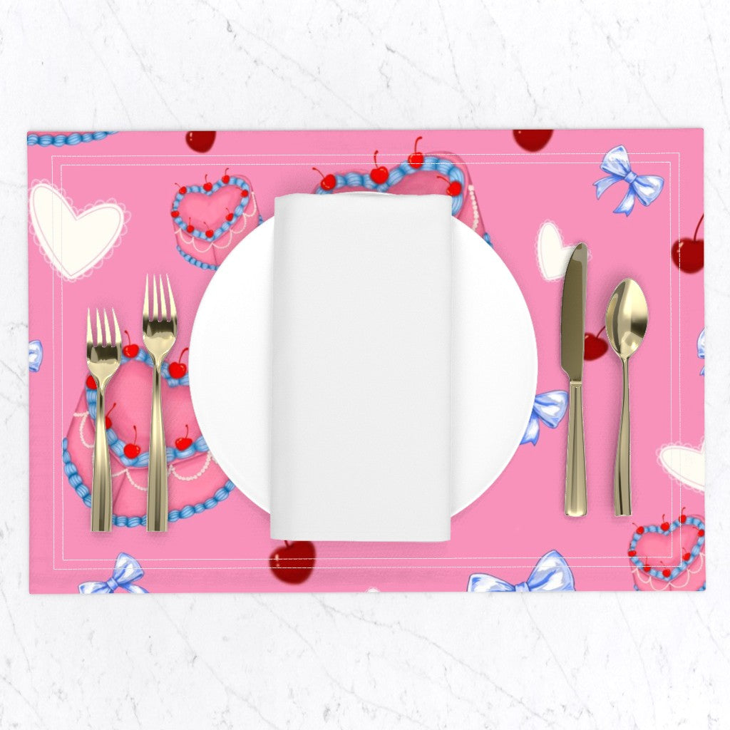 Cakes, Bows and Cherries Pattern Table Placemats