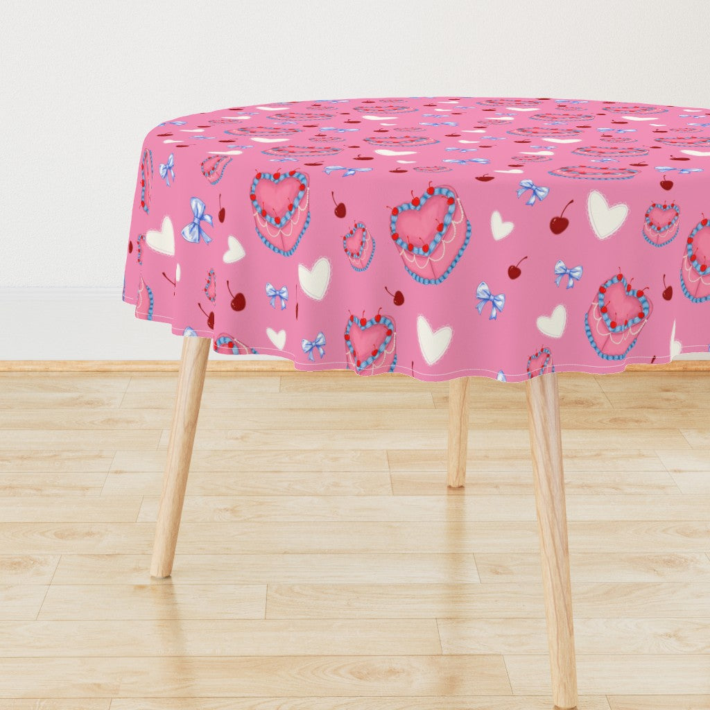 Cakes Bows and Cherries Repeating Pattern Tablecloth