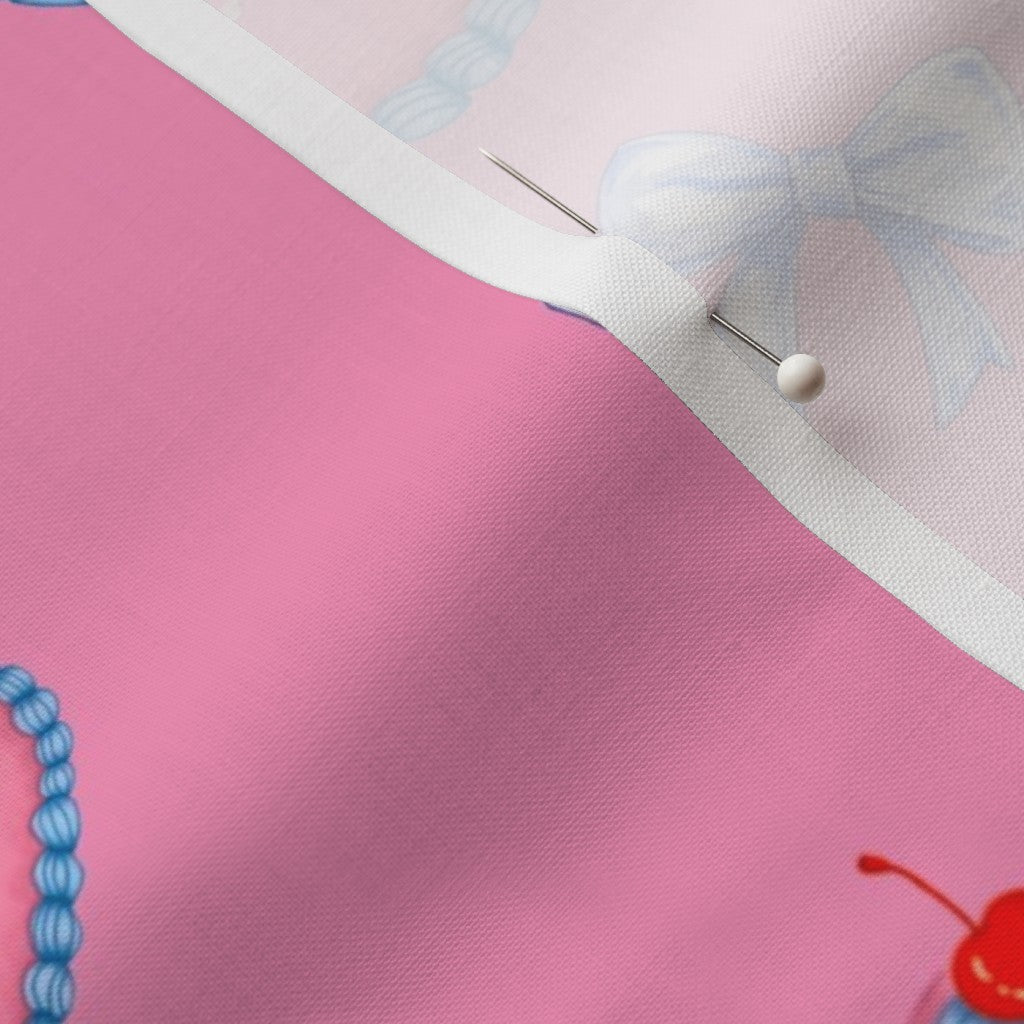 Cakes, Bows and Cherries Repeating Pattern on Fabric by the Yard