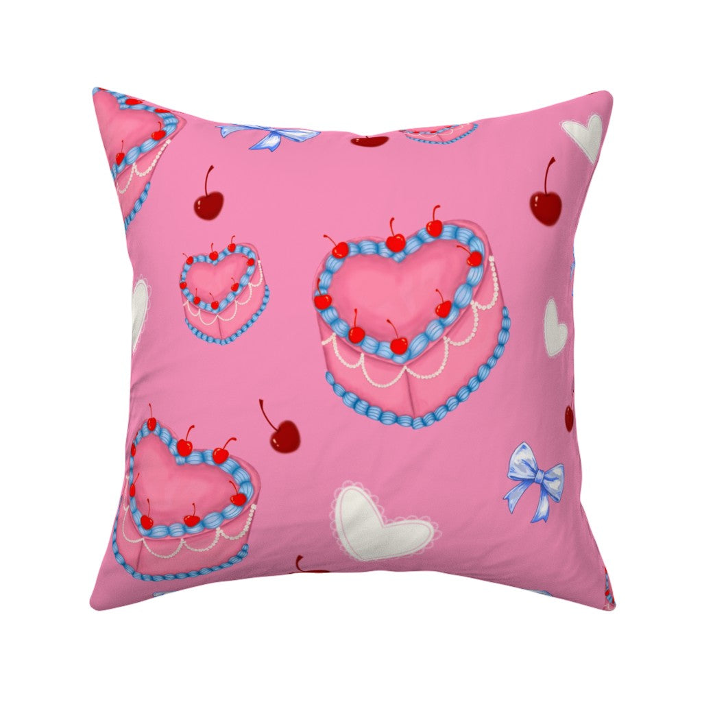 Cakes, Bows and Cherries Repeating Pattern Throw Pillow