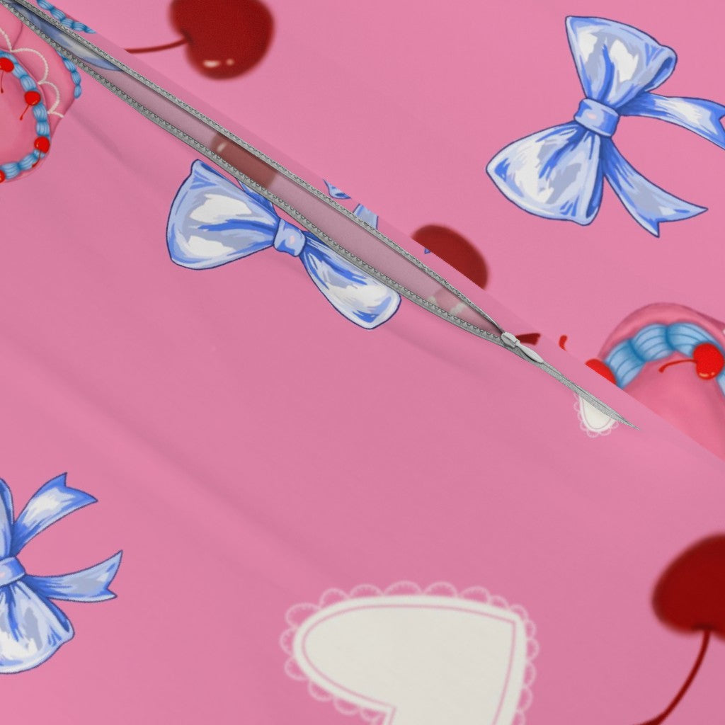 Cakes Bow and Cherries Repeating Pattern Duvet Cover