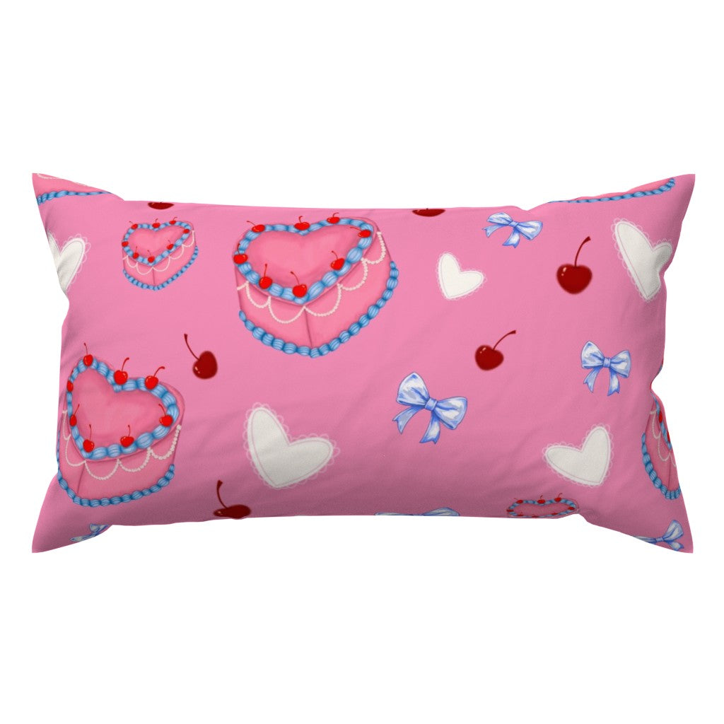 Cakes, Bows and Cherries Repeating Pattern Throw Pillow