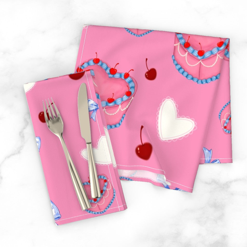 Cakes, Bows and Cherries Repeating Pattern Napkins