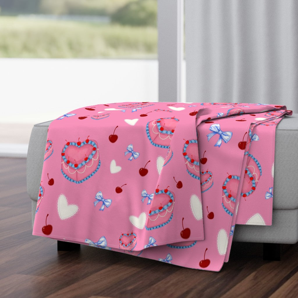 Cakes, Bows and Cherries Repeating Pattern Throw Blanket