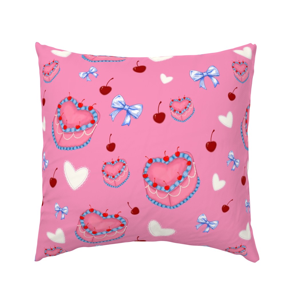 Cakes, Bows and Cherries Pattern Pillow Sham